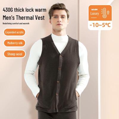 Herren Ultrawarme Seidenwoll-Strickjacke mit Samt gefütterter Weste für Herbst/Winter