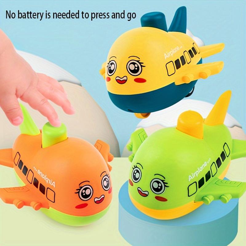 1pc FunPlay Cartoon Airplane Model Toy for Kids, Plastic Press and Glide Vehicle,Battery Free,No Special Features,Limited Control Range Mixed Colors