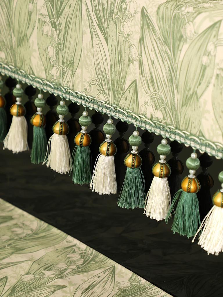 Perlenfransen Klavier Halbabdeckung Modern Minimalistisch Pflanzenmuster Staubschutzhüllen High-End E-Piano Abdeckung Tuch Schutzhülle