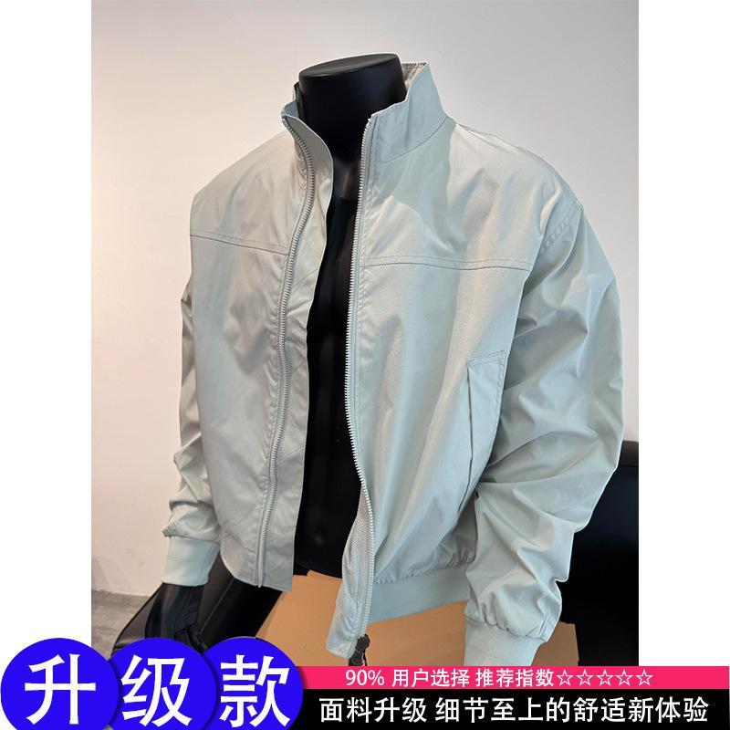 Bomber shoulder bomber jacket men's autumn new American three-proof stand-up collar short jacket tooling jacket