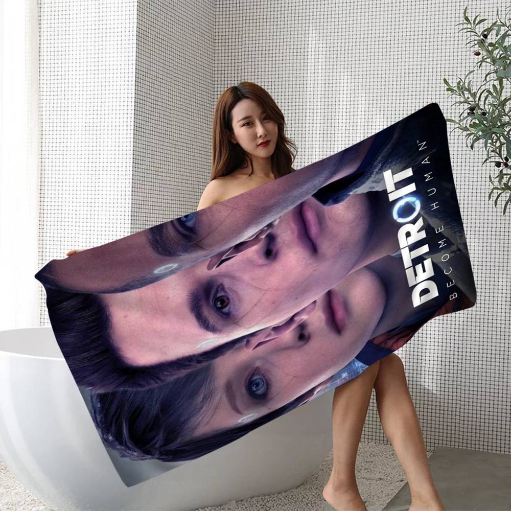 Game D-Detroit Become Human Microfiber Beach Towel Absorbent Quick Dry Soft Yoga Swimming Resort Mountain Climbing Towel