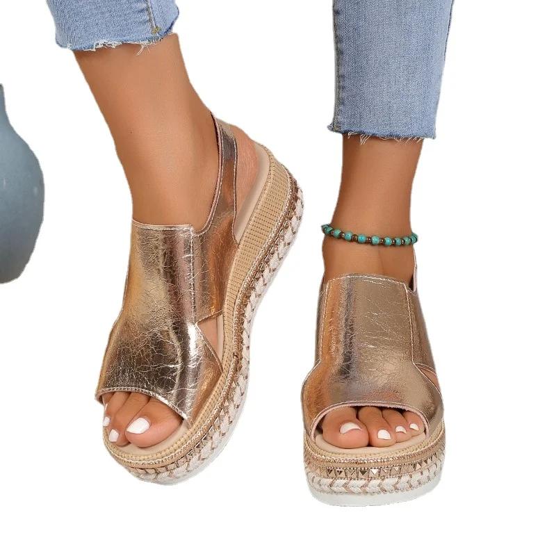 Moda 2024 Noua modă Pantofi de damă Pantofi cu gură de pește Sandale de damă Sandale casual cu curea cu cataramă Sandale cu pană peep toe