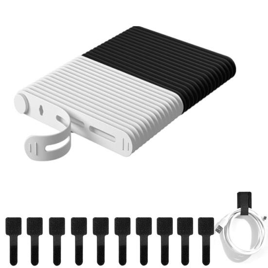 20Pcs Data Cable Ties Waterproof Elastic Clear Marking Cable Ties Lightweight Cord Organizers with Logo Patches Wire Processors