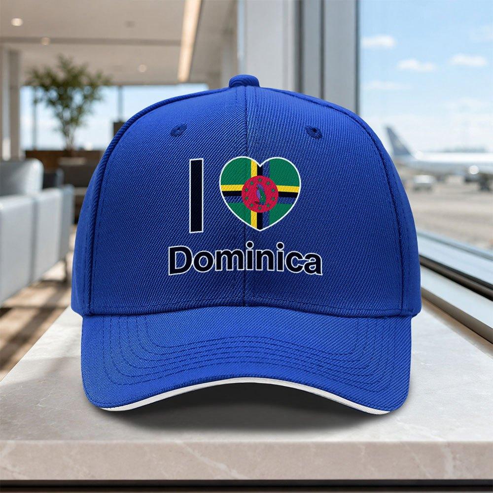 Adjustable Dominica Heart Flag Baseball Cap Lightweight Unisex Printed Hat for Outdoor Weddings Parties