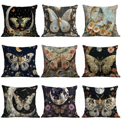 New Imitation 3d Butterfly Printed Pillowcase Retro Home Sofa Cushion Pillowcase Decoration