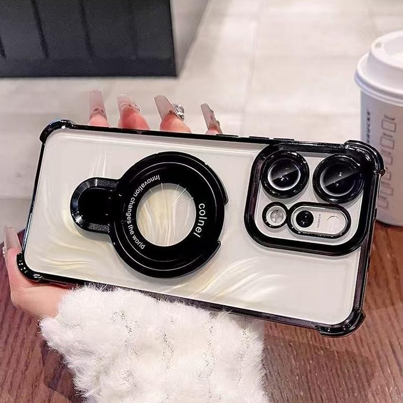 Transparent Shockproof Magnetic Bracket Phone Case For OPPO Reno 14 13 12 11 Reno14 Reno13 F Pro 13F 14F 12F 11F Silicone Cover