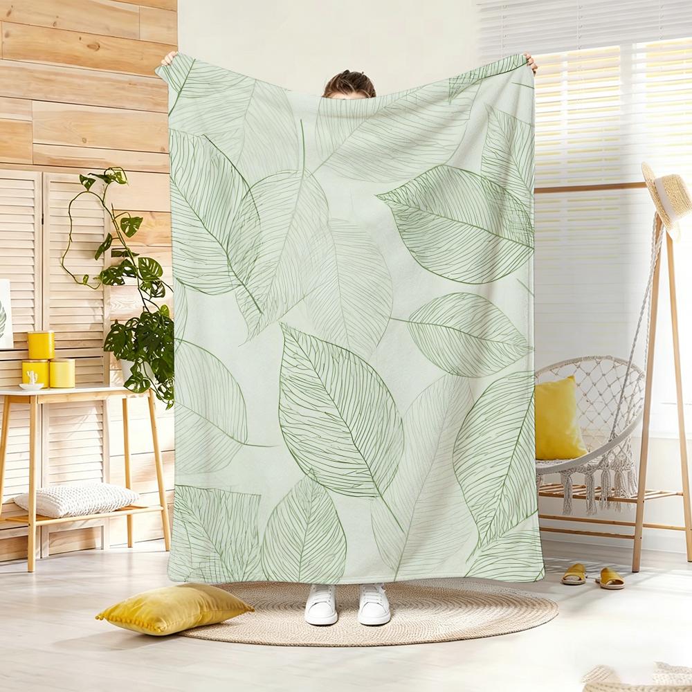 Fresh Leaf Repeat Throw Lightweight  Flannel Blanket Soft Skin-Friendly For Summer Cooling