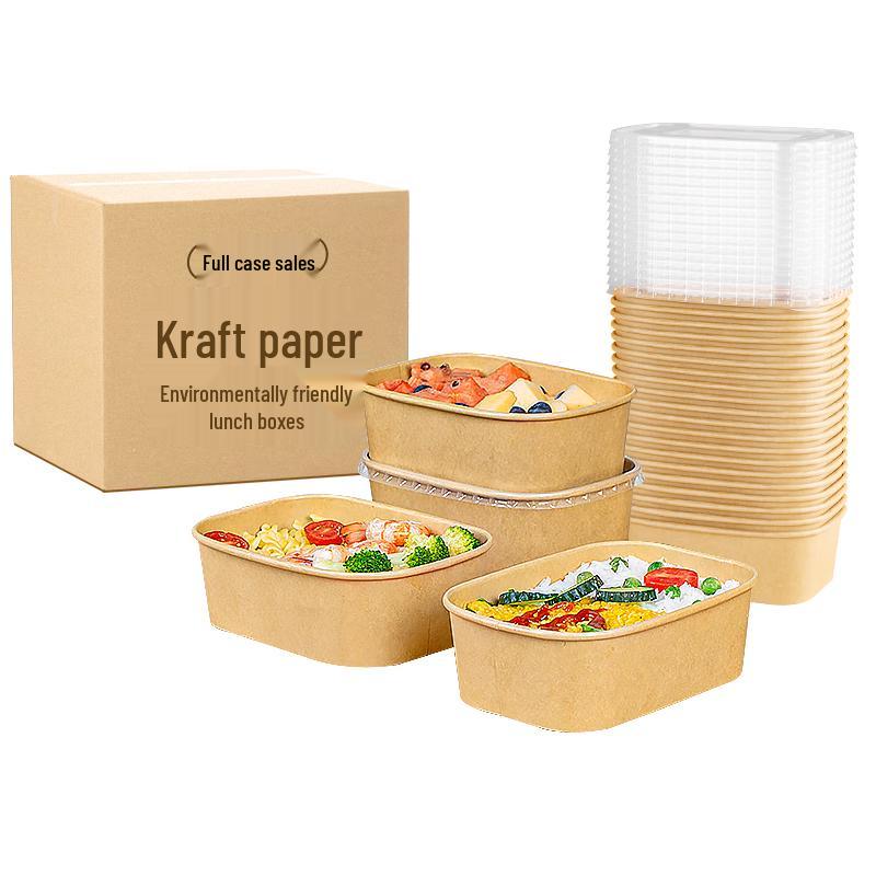 temeiju Disposable Kraft Paper Food Containers with Lids