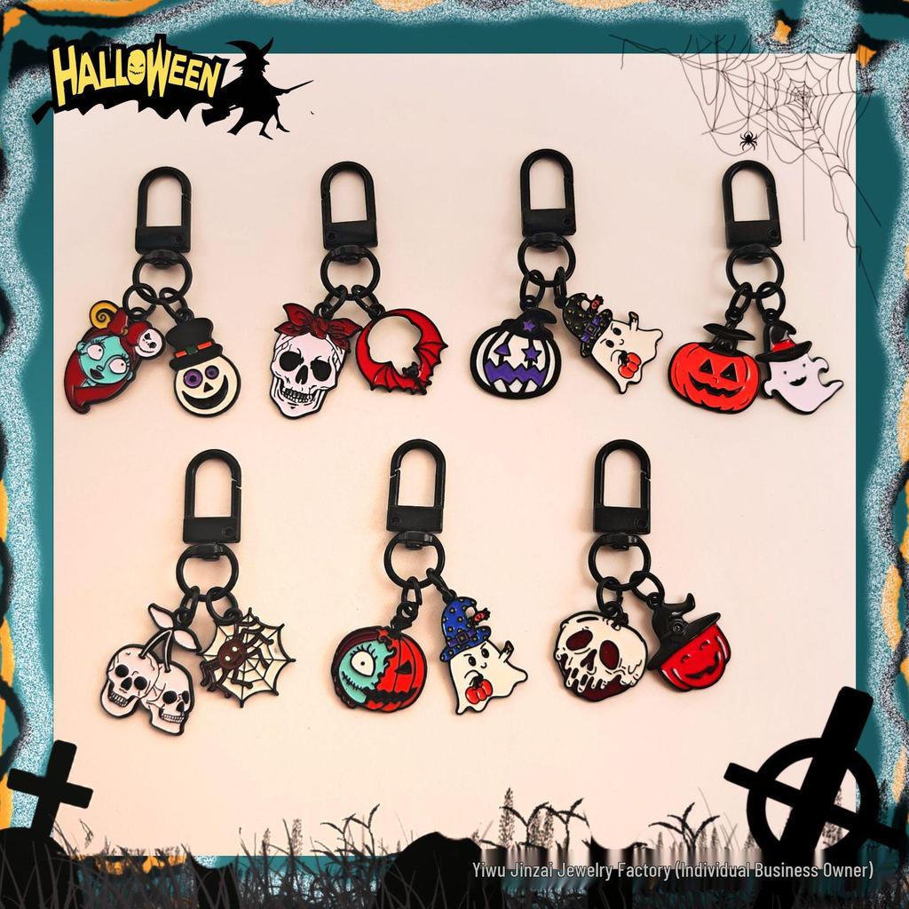 Cross-Border Halloween Skull & Pumpkin Keychain – Metal Ghost Charm Gift