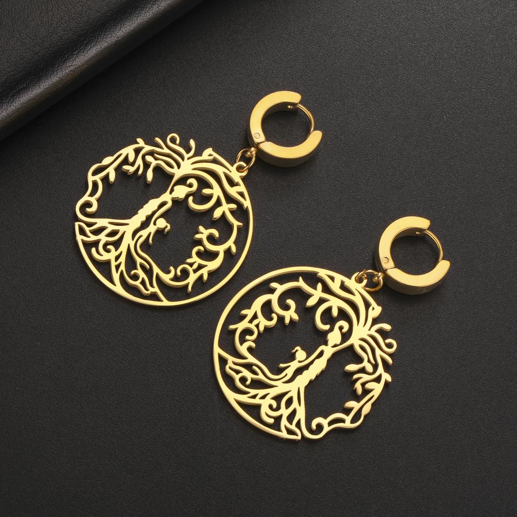 LIKGREAT Hot Sale Son Daughter Stainless Steel Tree of Life Drop Earrings Girls Boys Earring Jewelry for Women Family Gifts 2025