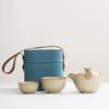 Portable Ru Kiln Kung Fu Tea Set: One Pot, Three Quick-Brew Cups, Perfect for Corporate Gifts