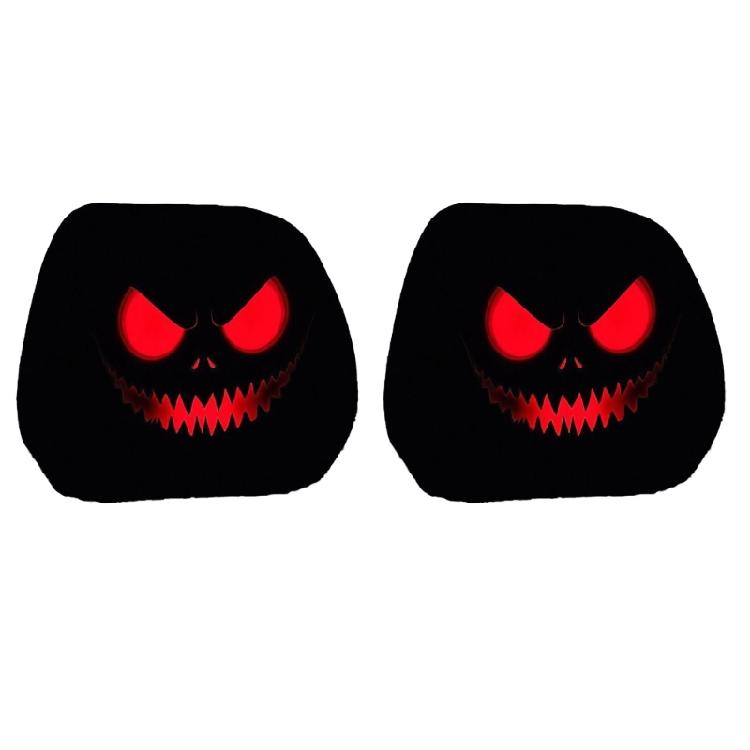 Coprisedili Poggiatesta per Auto Disegnati con Audaci Faccine di Halloween Copri Poggiatesta, Tessuto Elastico Cuscino Umoristico