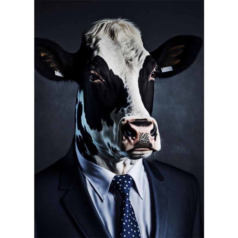 Businessman Animals Suit Style Art Canvas Painting Fashion Style Animals Mural Wall Art Posters Pictures for Living Room Decor