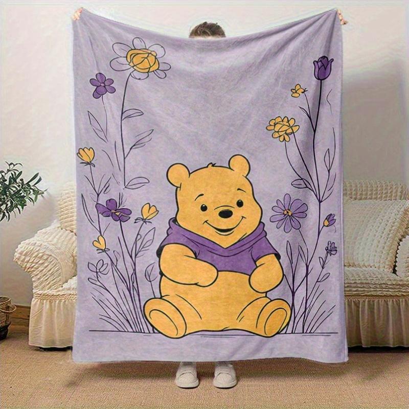 1 pezzo, Plaid Winnie the Pooh con Motivo Floreale Accogliente Decorazione per la Casa per Divano, Letto, Viaggio, Campeggio, Auto, Spiaggia, Ufficio Coperta Morbida per Pisolino