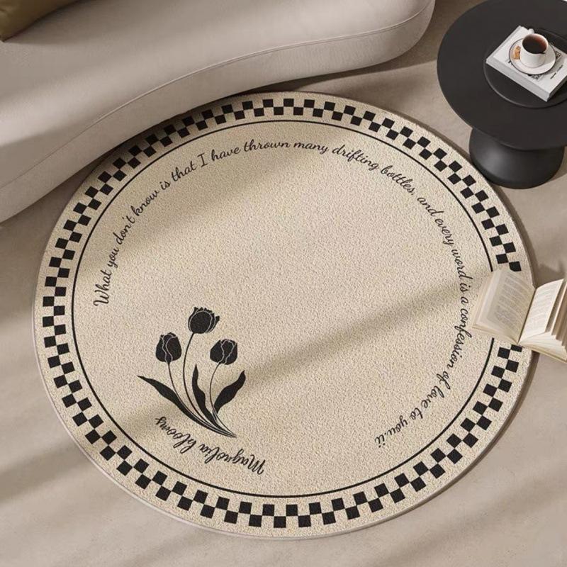 

Circular Carpet Living Room Tea Table Carpet Light Luxury Bedroom Bedside Carpet Cloak Room Rocking Chair Foot Mat 60 * 60cm