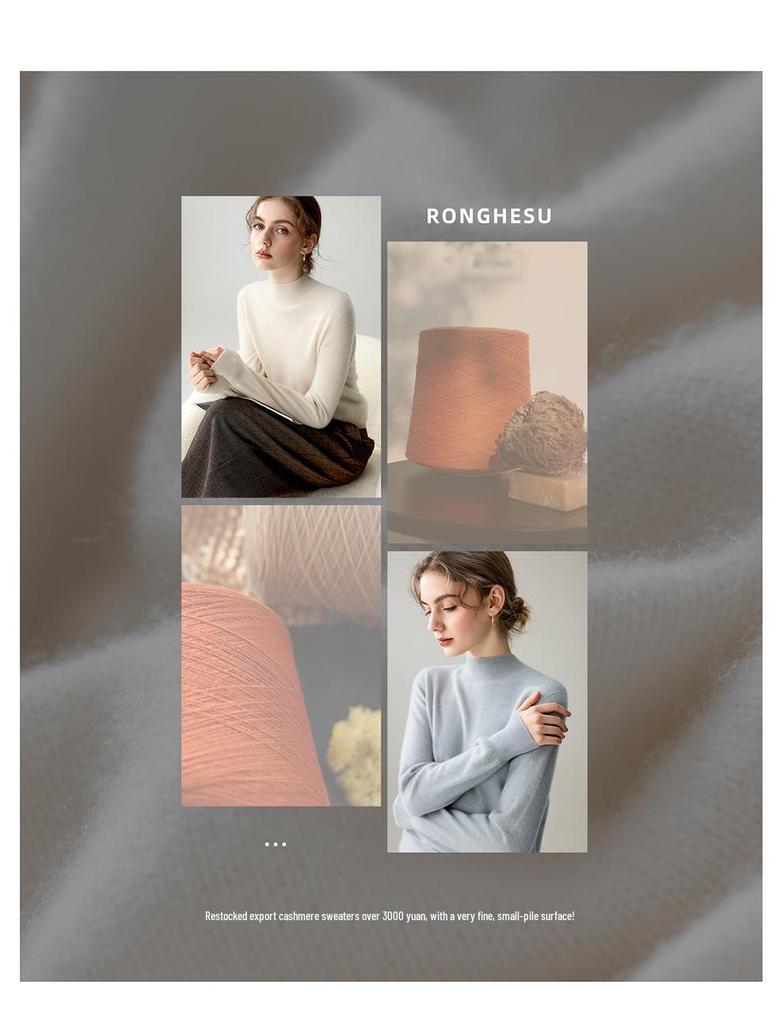 Women's Seamless Cashmere Half-High Neck Pullover - Soft, Warm, Long Sleeve Casual Sweater