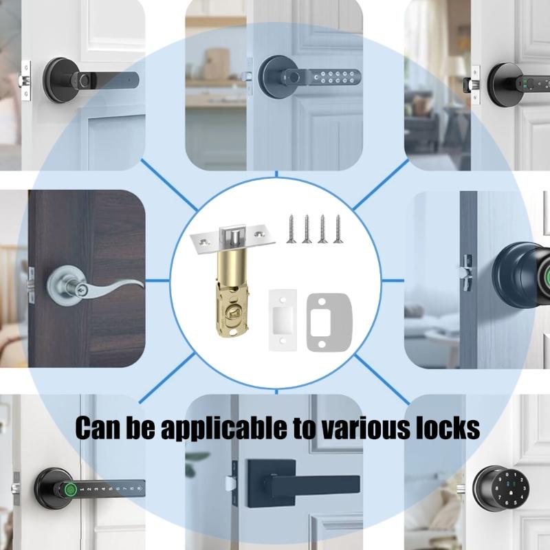Adjustable Door Latches Privacy Three Bar Type Lock Tongue Cores 45° Rotating Angles Interior Door Lock Easy Installation