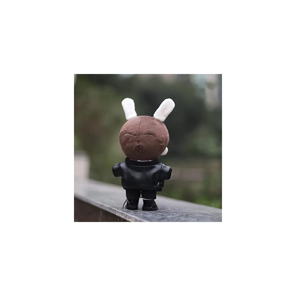 niannyyhouse 20cm Doll Clothing Set Plush Suit Leather Jacket White Shirt Tie Pants Cotton Outfit for Dress-Up