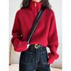Half-zipper High Neck Solid Color High Waist Pullover Sweater Women's Short Fashion Melad Color Wear Knitted Tops Comfortable and Versatile
