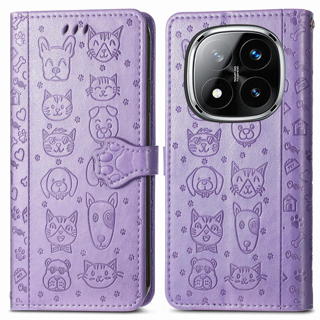 For Xiaomi Redmi Note 14 Pro 5G/Poco X7 5G Case Leather Wallet Flip Phone Cover Cute Cat Dog Pattern