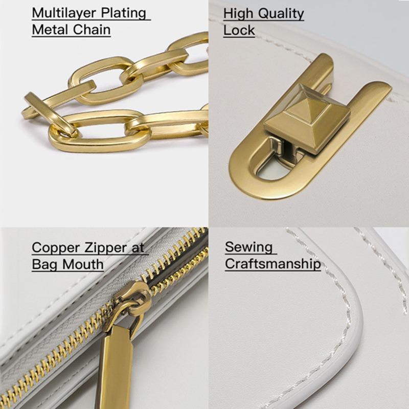 Guangzhou Haute Couture Women's Bag OEM Leather Lock Shoulder Bag Niche Design Messenger Bag Chain Underarm Bag