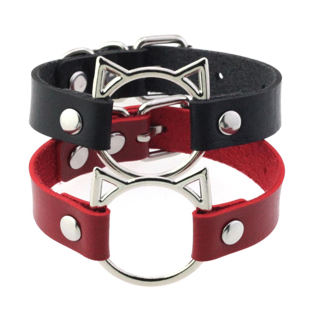 DIEZI Rock New Vintage Gothic PU Leather Wrap Bracelet For Women Men Punk Fashion Hip Hop Harajuku Cat Charm Bracelet Jewelry