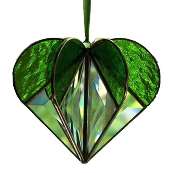 Colorful Heart Sun Catcher 3D Multi-Faceted Heart Hanging Ornament Stained Glass Rainbow Maker Window Decoration for Home Office Balcony Car