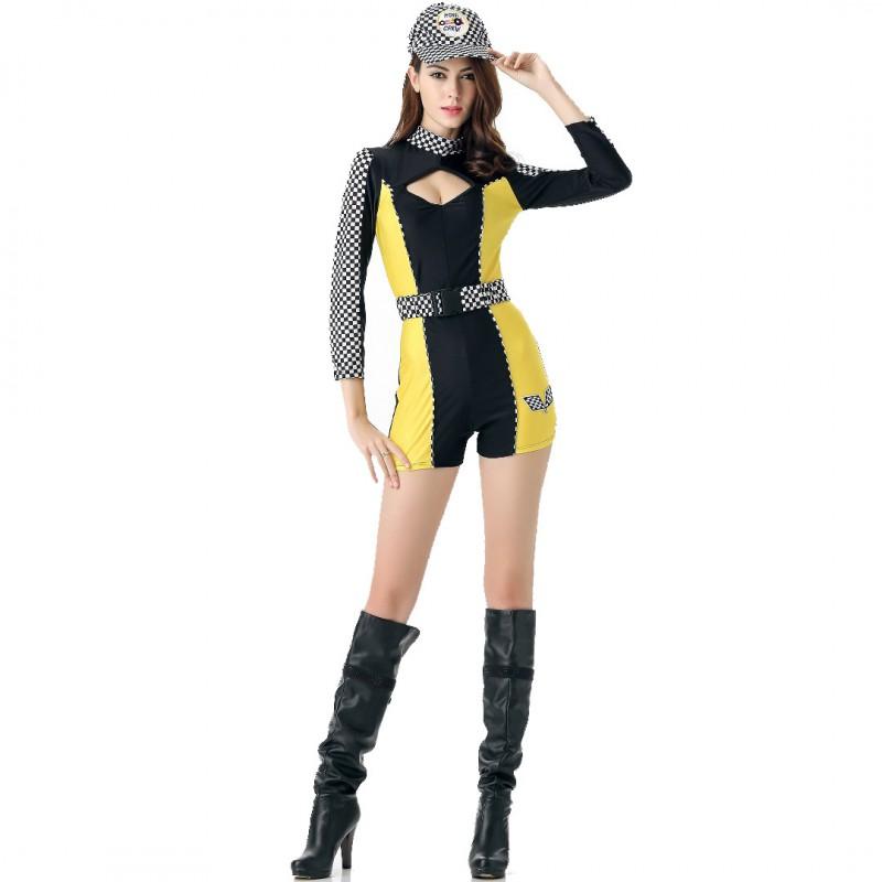Womens Long Sleeve Racing Girl Costume F1 Game Cheerleader Uniform Stage Performance