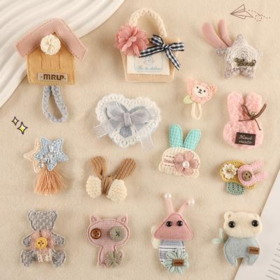 Computerstickerei Etikett Dekorative Schmuckstücke Niedliche Plüsch Schleife Haarspange Lederring Haarschmuck Accessoires Kleidung Patch Stoffetikett