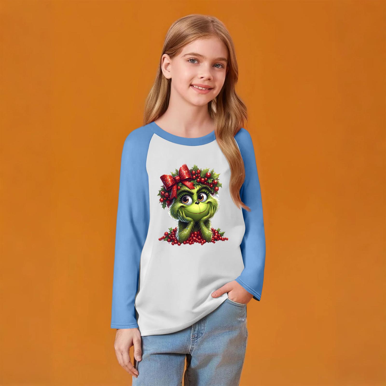 

Детский модный удобный пуловер с рождественским принтом на шее, топ с длинным рукавом 120