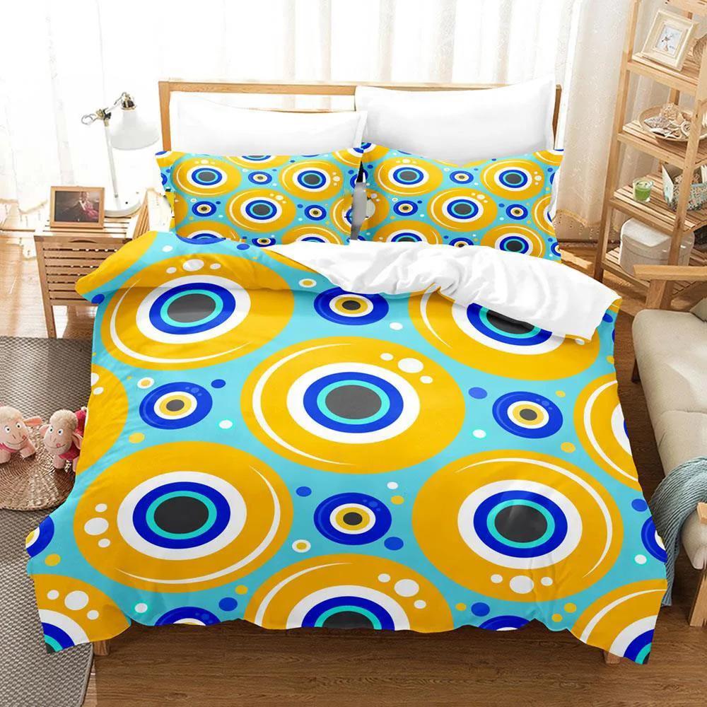 Hip Hop Turkish Evil Eye Bedding Set Single Twin Full Queen King Size Aldult Boys Man Bedroom Duvet Covers Sheet Set