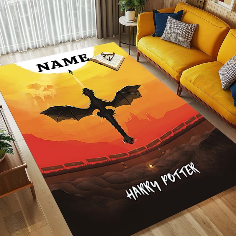 Custom Name Owl Art Living Room Non-Slip Area Rug Soft Carpet for Bedroom Kids Playroom Sofa Office Home Decor Doormat