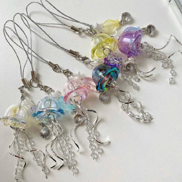 Unique Jellyfish Phone Accessory Acrylic Mobile Strap Phone Pendant for Adding a Touch of Oceanic Charm to Your Outfits