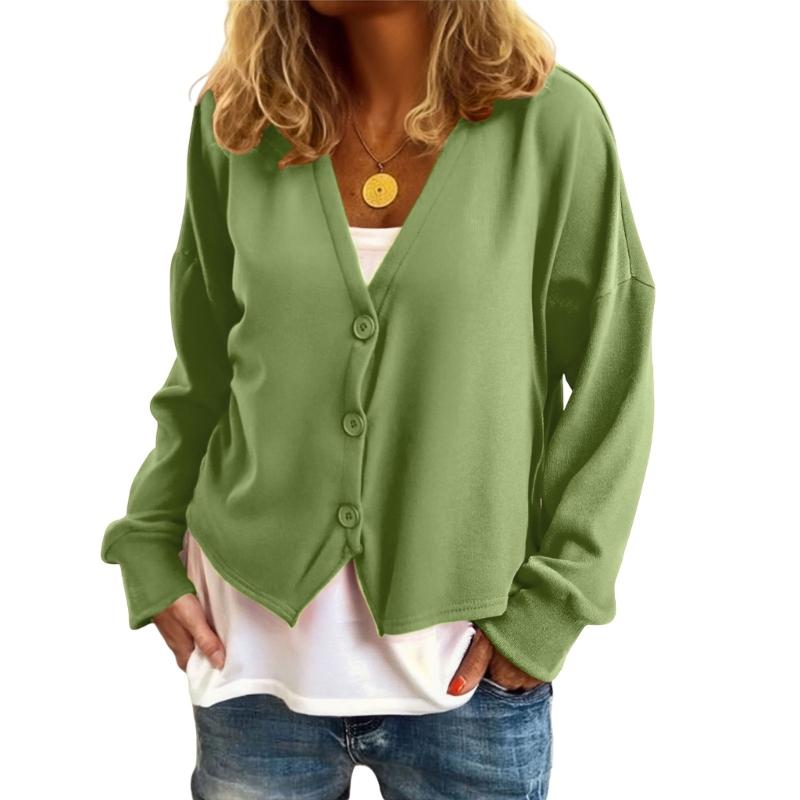 Minimalist Long Sleeve Button Down Knit Sweater Womens Lightweight Stretch Fabric Easy Layering Oversized Cardigan Coat