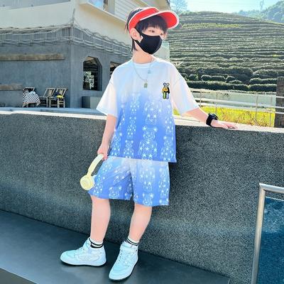 Summer Teenage Boy Clothes Set Children Girls Gradient Tshirt and Shorts 2pcs Suit Kid Short Sleeve Top Bottom Outfits Tracksuit