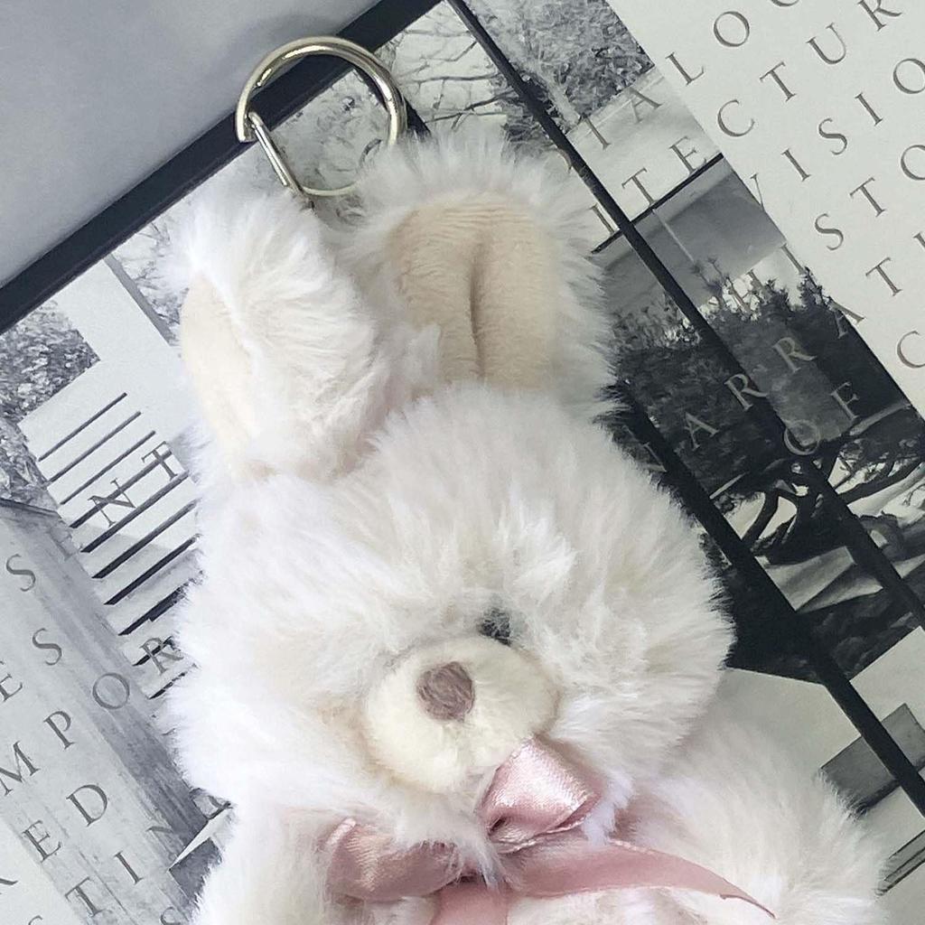AS KNOW AS Plus AS ZY8626 Fluffy Animal White Cute Matching White Plush Toy (ASKNOW PLUS) Keychain, Rabbit, F, Rabbit,
