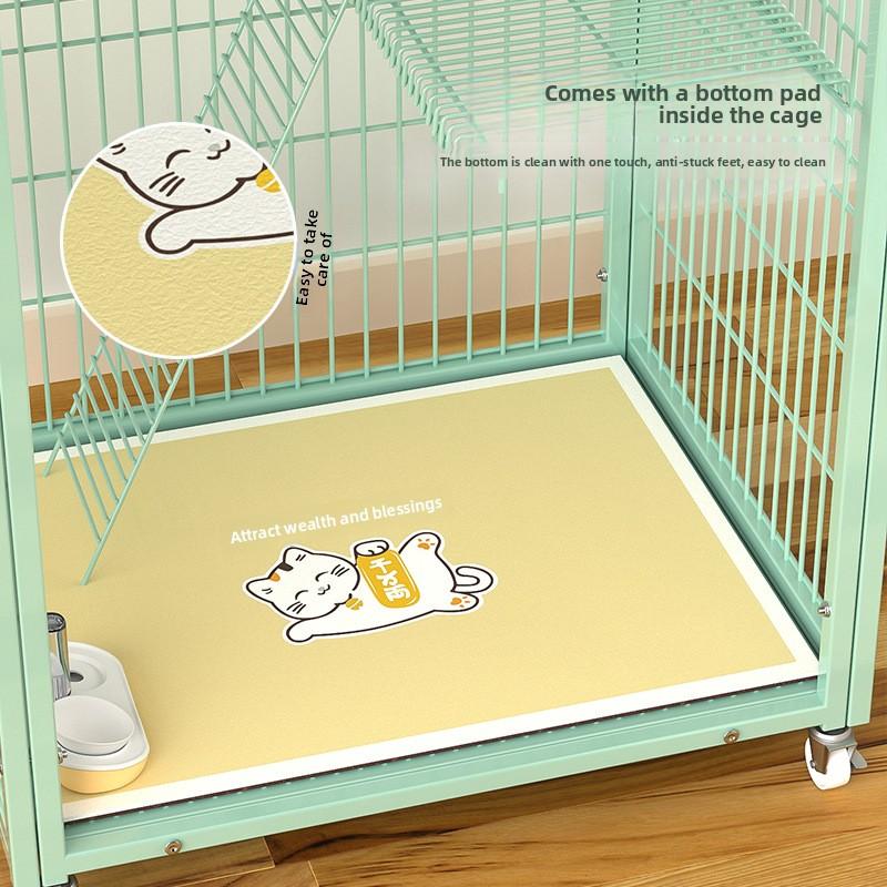 Large Cat House Square Tube Metal Enclosure Multi-Level Kitty Mansion & Pet Playpen Movable Storage Shelf & Comfortable Cat Bed