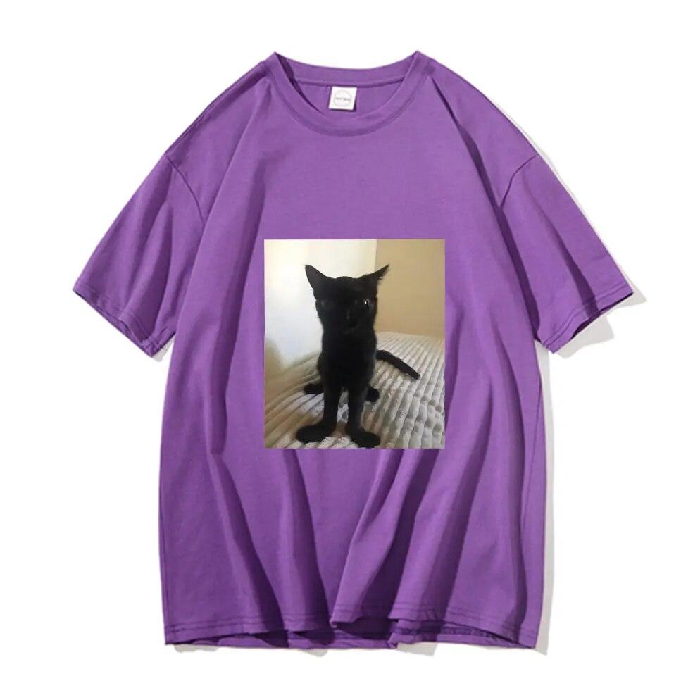 Big Foot Jinx T-shirt Black Cat Pattern Tshirt Funny Unisex Women T Shirts Unisex Cotton Tops Spring New Round Neck Tee Short Sleeve