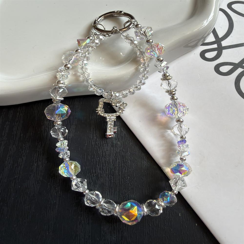 Crystal Cat Keychain Phone Lanyard With Handcrafted Pvc Design For Girls And Boys