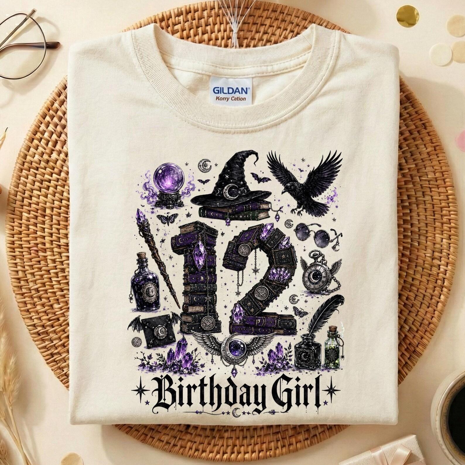 12th Birthday Girl Shirt, Wizard Birthday Girl Tee, Magical 12th Birthday Shirt, Fantasy Halloween Birthday Outfit, Gothic Birthday Gift 130