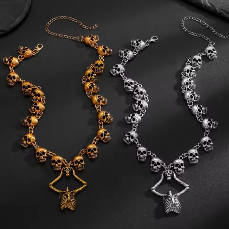 1 Personalized Creative Skull Necklace, Men's and Women's Gothic  Trend Accessory Jewelry