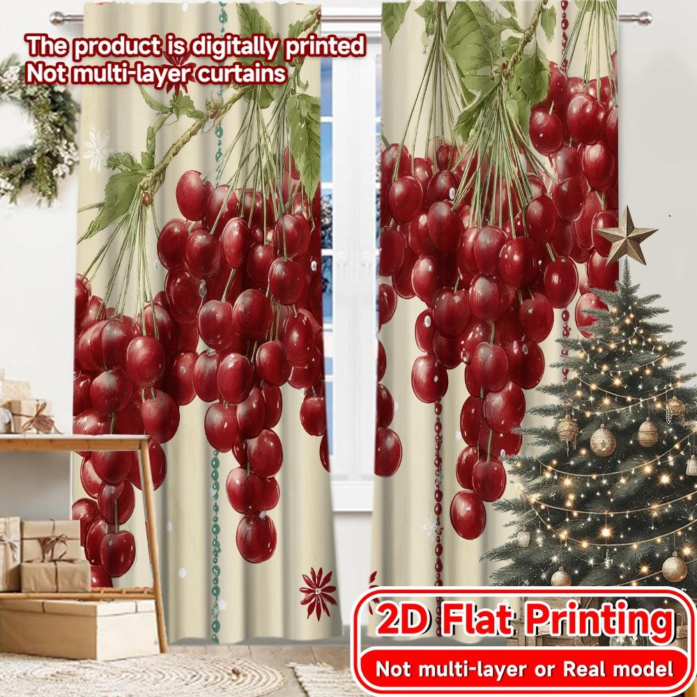 

2D FLAT PRINTING 2pcs Curtains (Without Rod) Cherry Blossom Kitchen Decor Easter Festival Popular Curtains&Drapes Durable 100*130 HOOK 1pcs