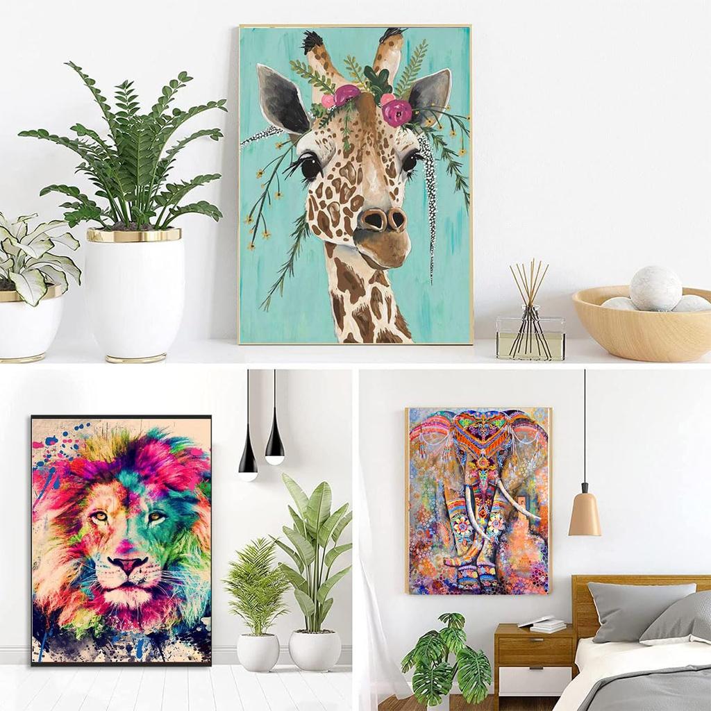 LEADINTOP Diamond Art Kit, 4 Cute Animals, Diamond Painting Mosaic Art, Round Beads, Popular DIY Craft Kit for Kids and Adults, Beginners, 30x40cm