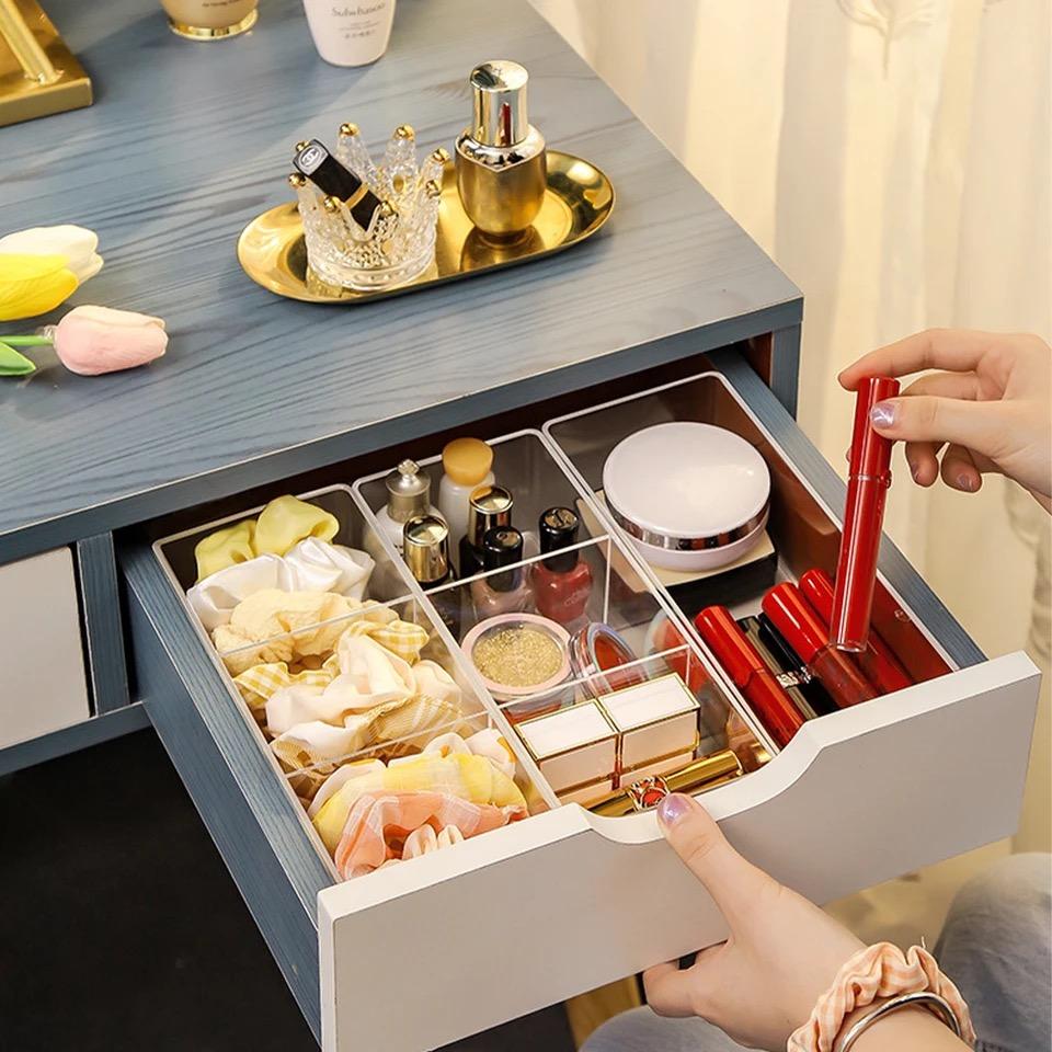 Clear Acrylic Makeup Layered Storage Box Dressing Table Cosmetic Lipstick Organizer Boxes Desktop Drawer Divider Storage