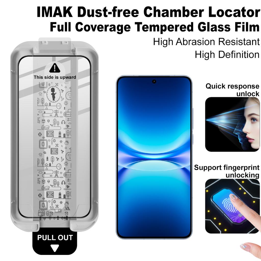 For iQOO 15T 5G Glass IMAK Dust-free Cabin Full-screen Tempered Glass Film Supports Fingerprint Unlock