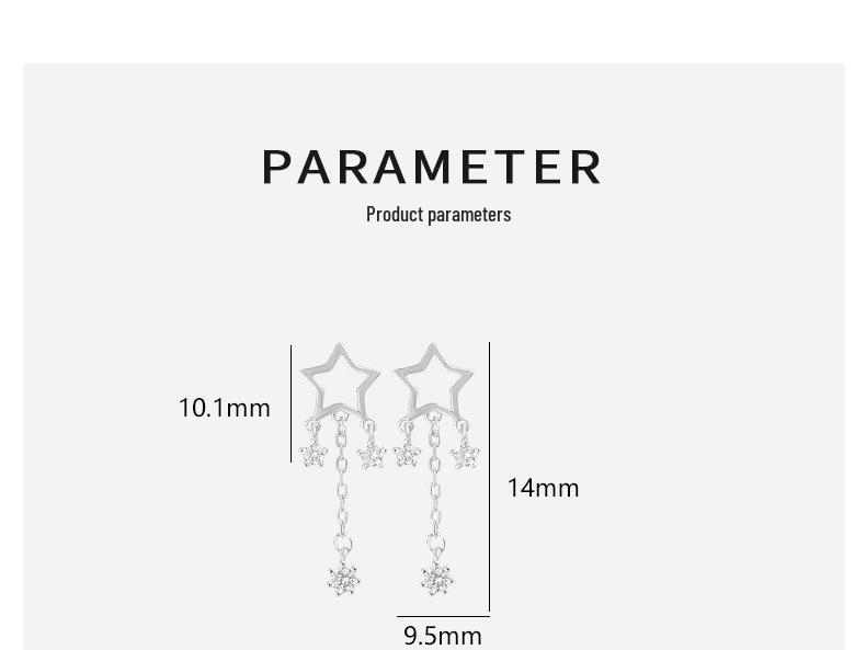S925 Sterling Silver Hollow Star Tassel Earrings - Korean Style Delicate Drops