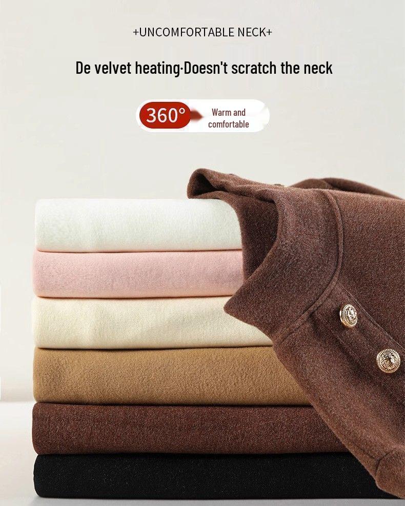 Women's Plush High-Neck Base Layer Top - Thickened, Warm, Stylish Innerwear for Autumn/Winter