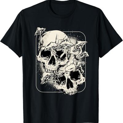 Champignon Crâne Gothique Morel Champignon Art Emo T-Shirt