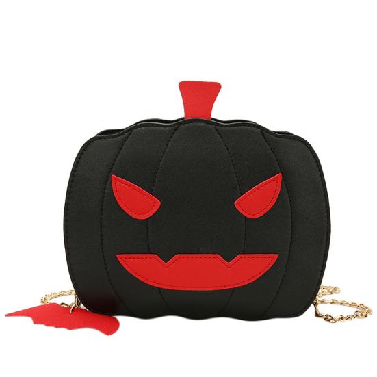 Halloween Pumpkin Bag Spooky Pumpkin Purse Crossbody Pumpkin Bag with Chain Shoulder Strap for Parties or Trick-or-Treating