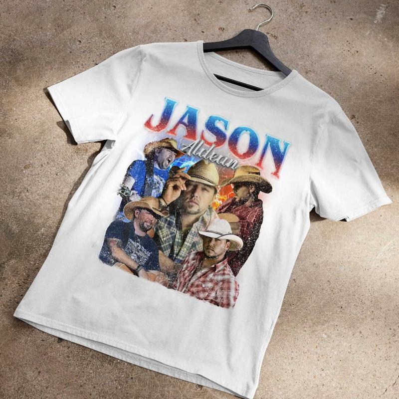 

Jason Aldean Country Music White T Shirt Full Size Uu972 5XL різнокольоровий